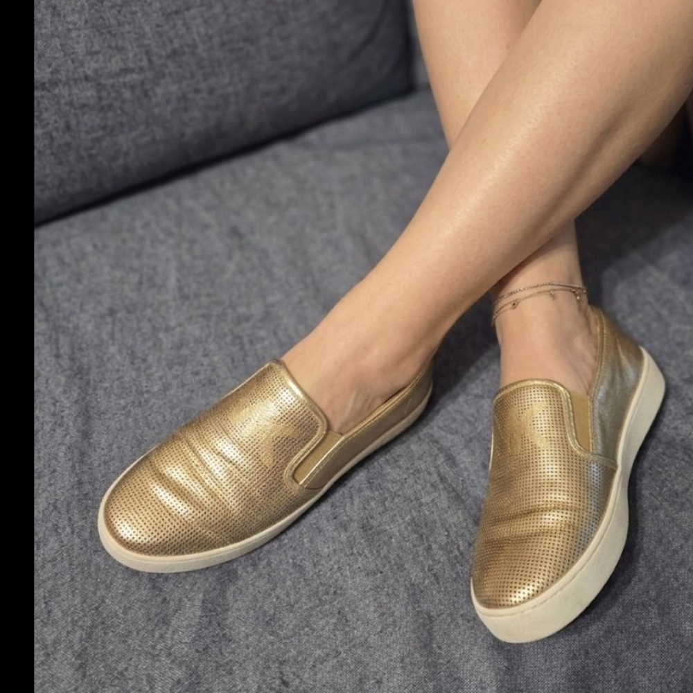 Michael Kors Gold Leather ,MK Embossed Loafers-6